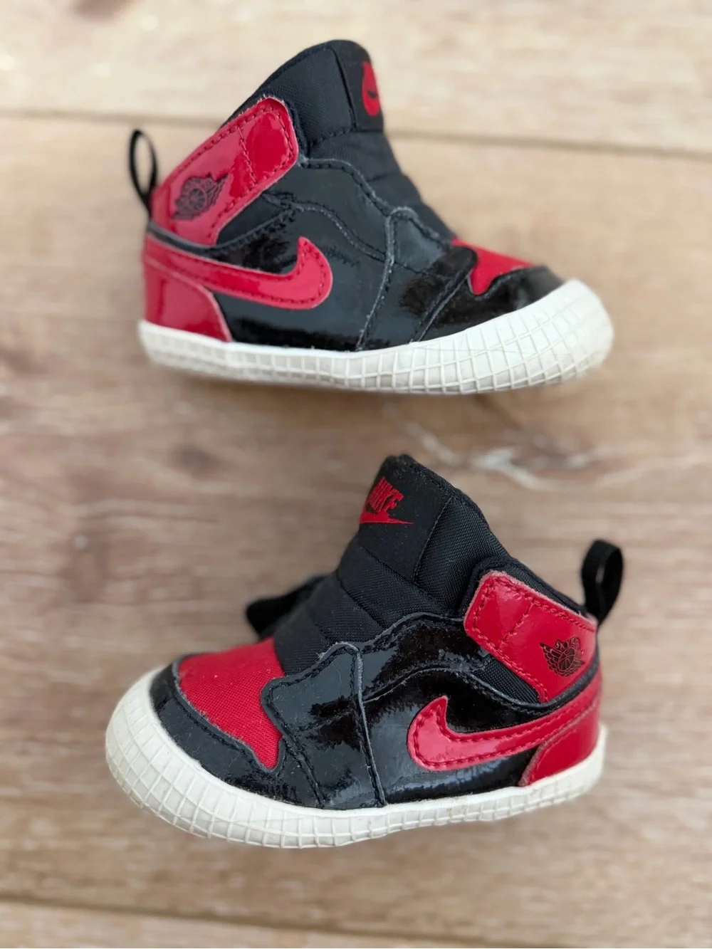Jordan Baby & Walker Black and Red High-Top Sneakers